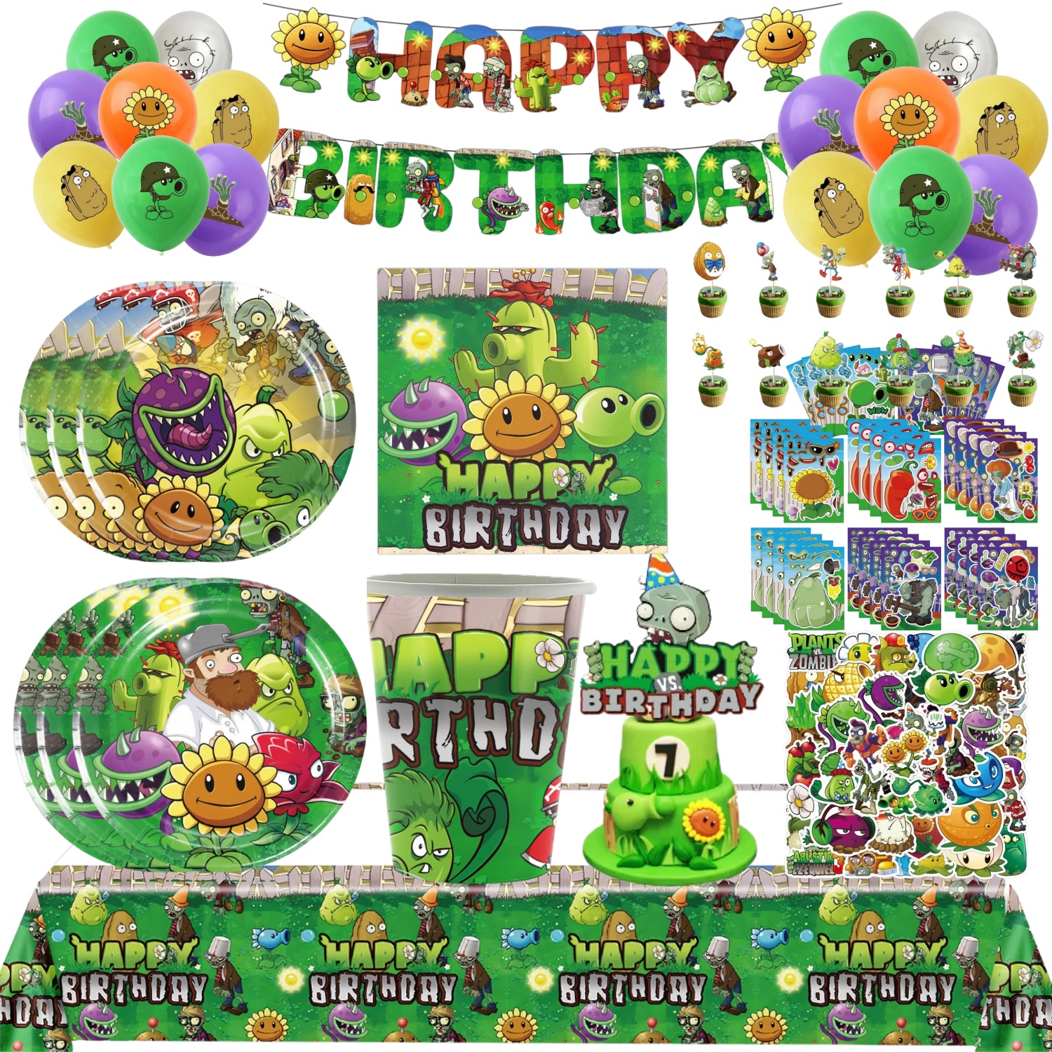 Zombie Party Games - Cartoon Plants vs. Zombies Foil Balloons