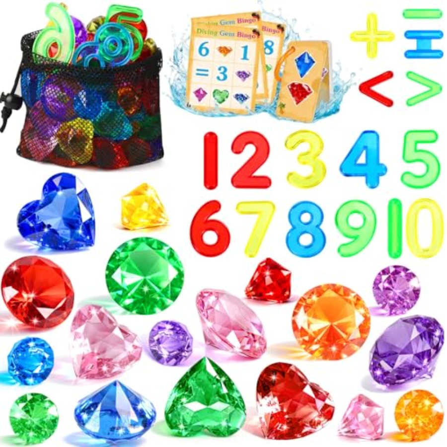 Pool Toys Diving Gems, 54 Pcs  - مراجعة Scavenger Hunt Card وسعره