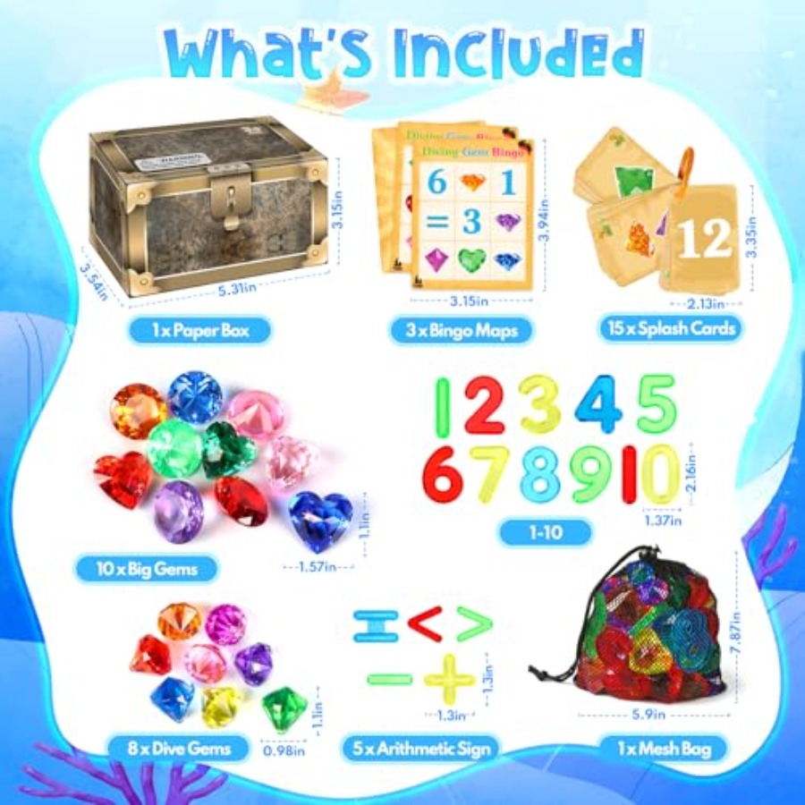 Pool Toys Diving Gems, 54 Pcs  - مراجعة Scavenger Hunt Card وسعره