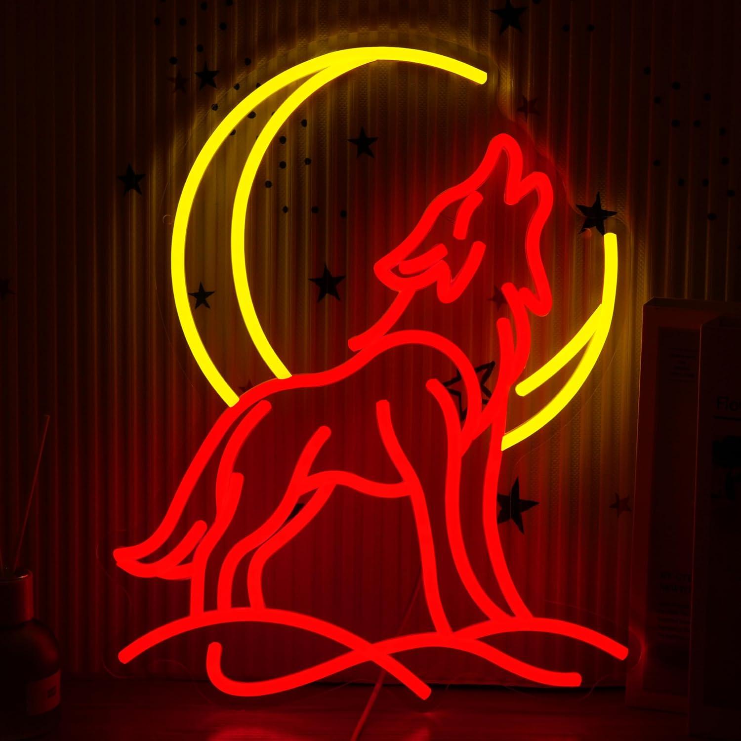 Howling Wolf Neon Sign Dimmabl - مراجعة Party Games Gifts وسعره